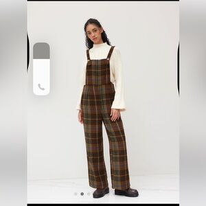 Cider Brown Plaid Jumpsuit